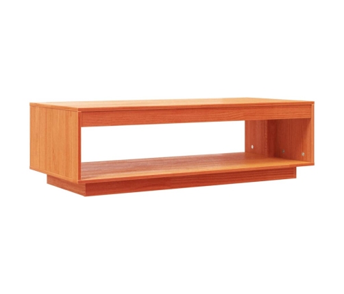 Mesa de centro madera maciza de pino marrón cera 110x50x33,5 cm