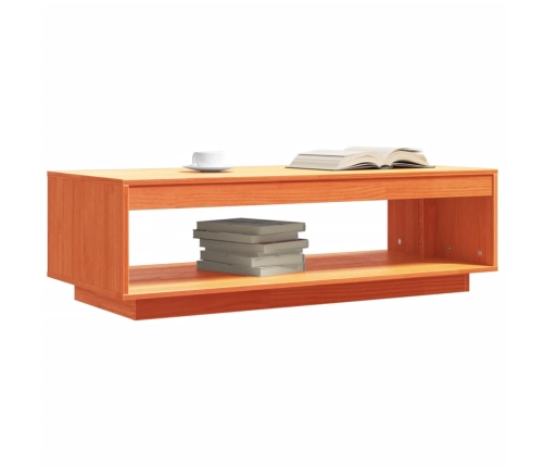 Mesa de centro madera maciza de pino marrón cera 110x50x33,5 cm