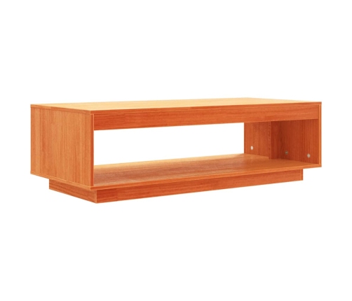 Mesa de centro madera maciza de pino marrón cera 110x50x33,5 cm