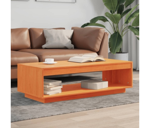 Mesa de centro madera maciza de pino marrón cera 110x50x33,5 cm