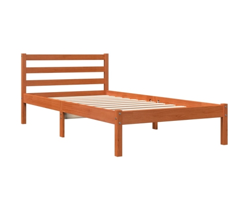 Estructura de cama sin colchón madera maciza marrón 75x190 cm