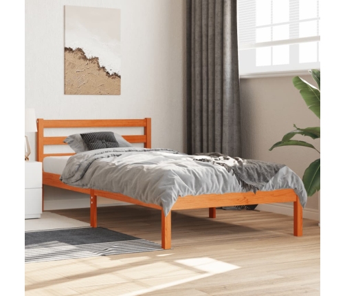 Estructura de cama sin colchón madera maciza marrón 75x190 cm