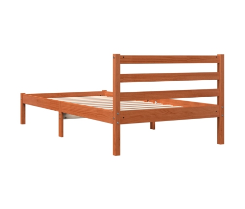 Estructura de cama sin colchón madera maciza marrón 75x190 cm