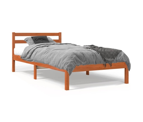 Estructura de cama sin colchón madera maciza marrón 75x190 cm