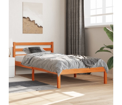 Estructura de cama sin colchón madera maciza marrón 90x190 cm