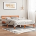 Cama sin colchón madera maciza de pino marrón cera 140x190 cm