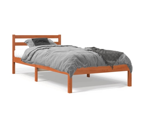 Estructura de cama sin colchón madera de pino marrón 90x200 cm