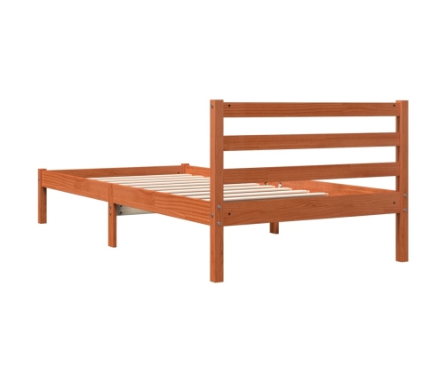 Cama sin colchón madera maciza de pino marrón cera 100x200 cm