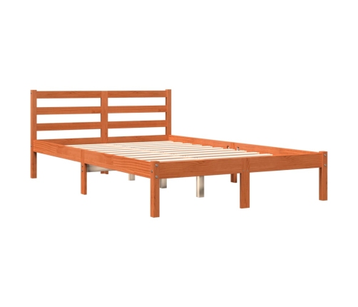 Cama sin colchón madera maciza de pino marrón cera 120x200 cm