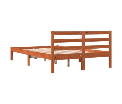 Cama sin colchón madera maciza de pino marrón cera 120x200 cm