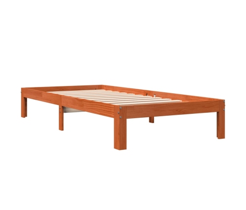 Estructura de cama sin colchón madera maciza marrón 75x190 cm