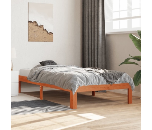 Estructura de cama sin colchón madera maciza marrón 75x190 cm