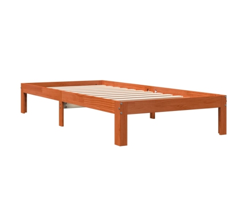 Estructura de cama sin colchón madera maciza marrón 75x190 cm