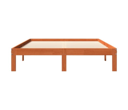 Estructura de cama sin colchón madera maciza marrón 135x190 cm