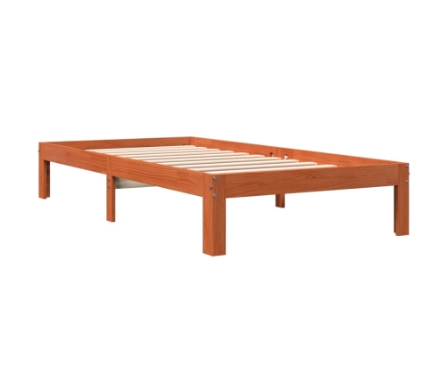 Cama sin colchón madera maciza de pino marrón cera 100x200 cm