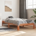 Cama sin colchón madera maciza de pino marrón cera 100x200 cm