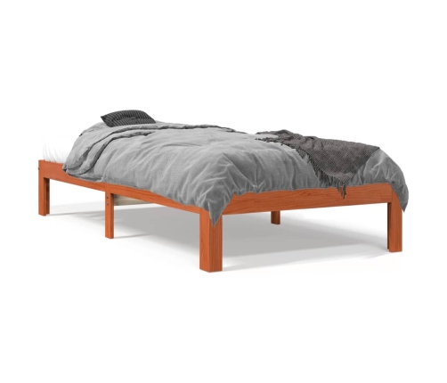 Cama sin colchón madera maciza de pino marrón cera 100x200 cm