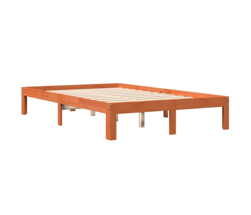 Cama sin colchón madera maciza de pino marrón cera 140x200 cm