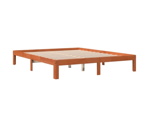 Cama sin colchón madera maciza de pino marrón cera 180x200 cm