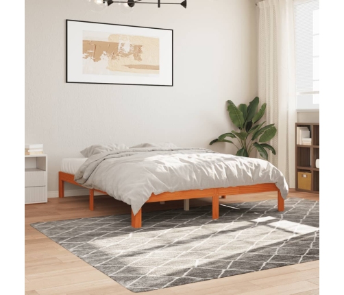 Cama sin colchón madera maciza de pino marrón cera 180x200 cm