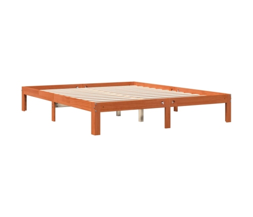 Cama sin colchón madera maciza de pino marrón cera 180x200 cm