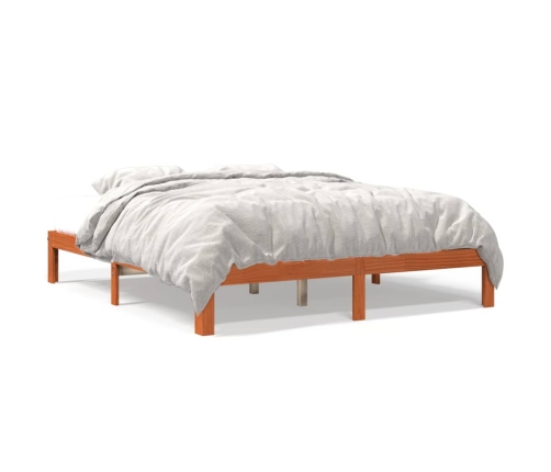 Cama sin colchón madera maciza de pino marrón cera 180x200 cm