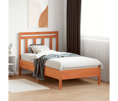 Cabecero de cama madera maciza de pino marrón cera 100 cm