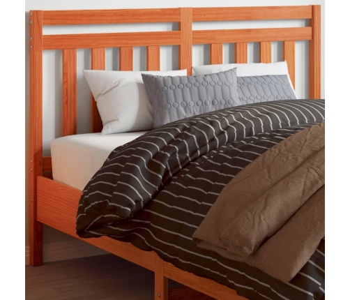 Cabecero de cama madera maciza de pino marrón cera 135 cm