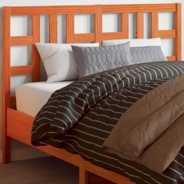 Cabecero de cama madera maciza de pino marrón cera 135 cm