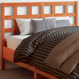 Cabecero de cama madera maciza de pino marrón cera 135 cm