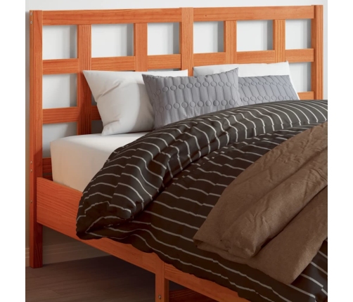 Cabecero de cama madera maciza de pino marrón cera 135 cm