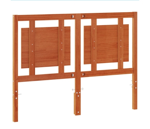 Cabecero de cama madera maciza de pino marrón cera 135 cm