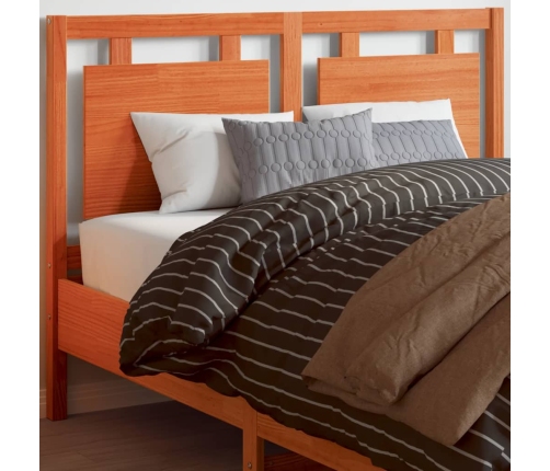 Cabecero de cama madera maciza de pino marrón cera 135 cm