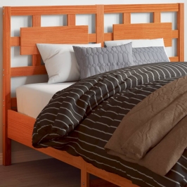 Cabecero de cama madera maciza de pino marrón cera 135 cm