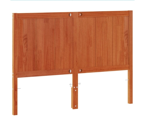 Cabecero de cama madera maciza de pino marrón cera 135 cm