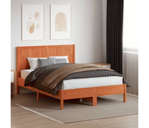 Cabecero de cama madera maciza de pino marrón cera 150 cm