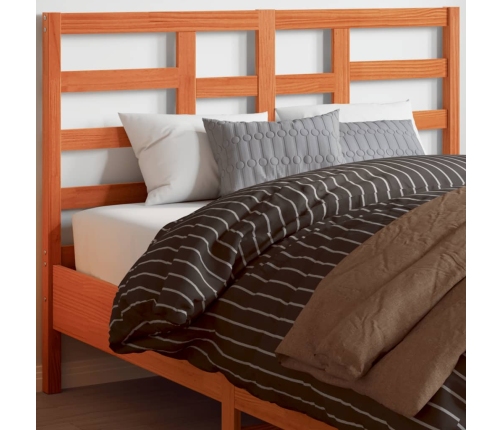 Cabecero de cama madera maciza de pino marrón cera 135 cm