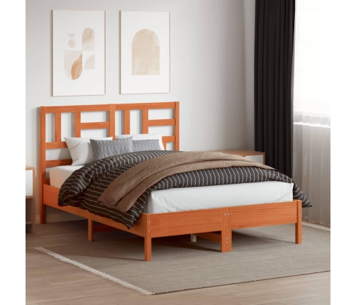 Cabecero de cama madera maciza de pino marrón cera 150 cm