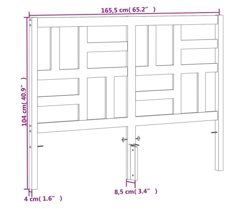 Cabecero de cama madera maciza de pino marrón cera 160 cm