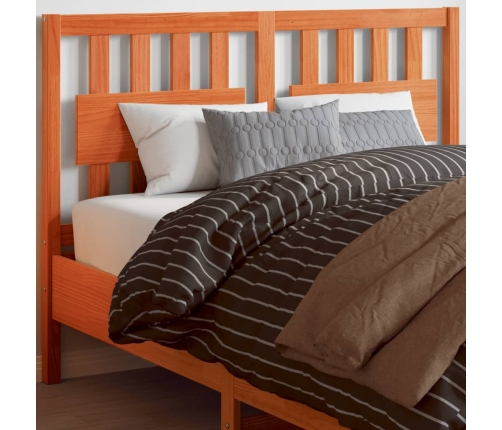 Cabecero de cama madera maciza de pino marrón cera 135 cm