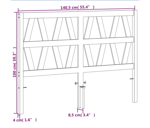 Cabecero de cama madera maciza de pino marrón cera 135 cm