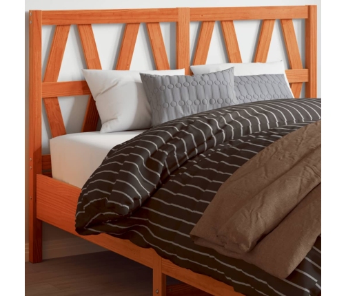 Cabecero de cama madera maciza de pino marrón cera 135 cm