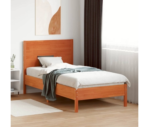 Cabecero de cama madera maciza de pino marrón cera 100 cm