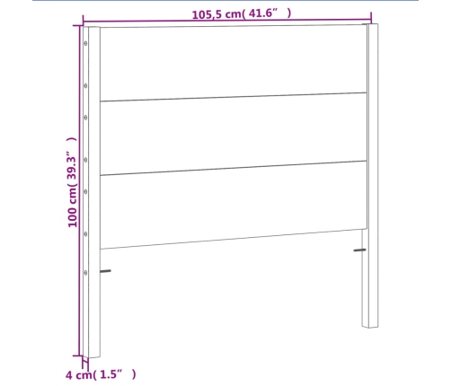 Cabecero de cama madera maciza de pino marrón cera 100 cm