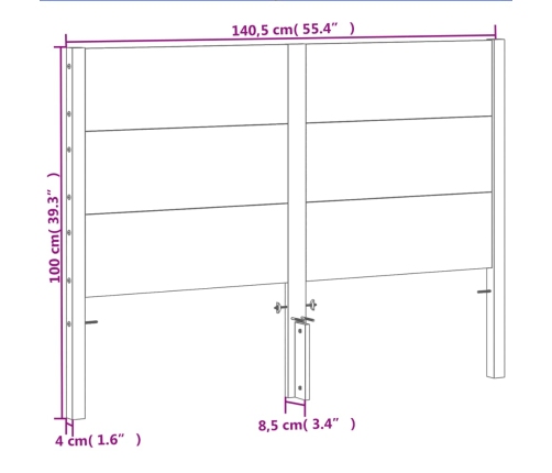 Cabecero de cama madera maciza de pino marrón cera 135 cm