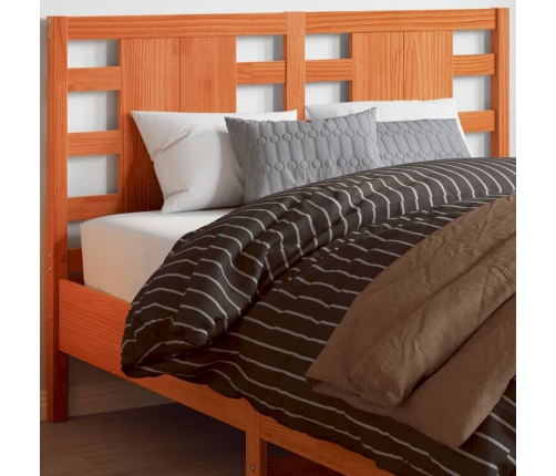 Cabecero de cama madera maciza de pino marrón cera 135 cm