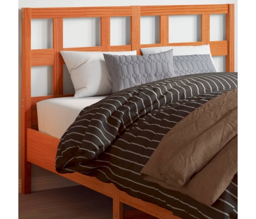 Cabecero de cama madera maciza de pino marrón cera 135 cm