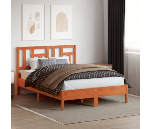 Cabecero de cama madera maciza de pino marrón cera 140 cm