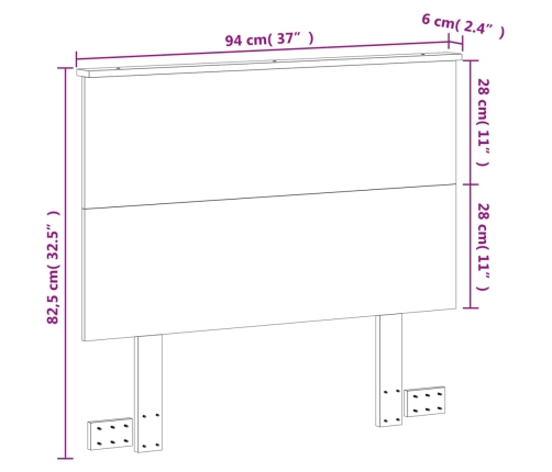 Cabecero de cama madera maciza de pino marrón cera 90 cm