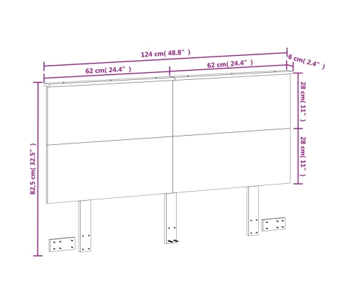 Cabecero de cama madera maciza de pino marrón cera 120 cm